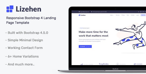 Lizehen – 多功能Bootstrap 4着陆页网站模板-蟹程序