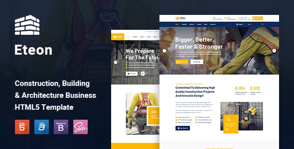 Eteon – 建筑工程安装公司网站HTML5模板-蟹程序