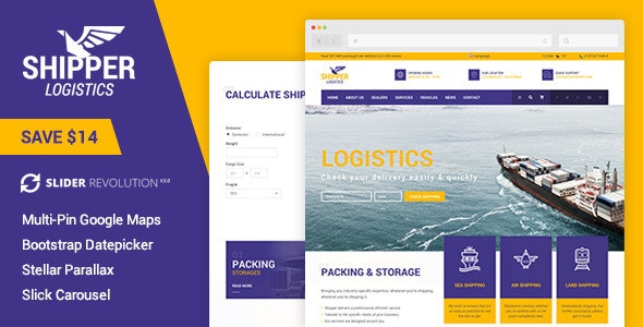 Shipper Logistic – 物流仓储运输快递行业HTML网站模板-蟹程序