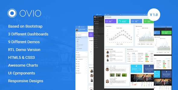 Ovio – Bootstrap 响应式后台管理HTML5模板-蟹程序