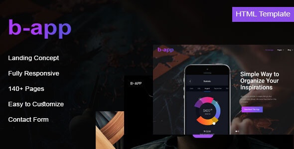 B-app – APP 应用程序软件着陆页HTML网站模板-蟹程序