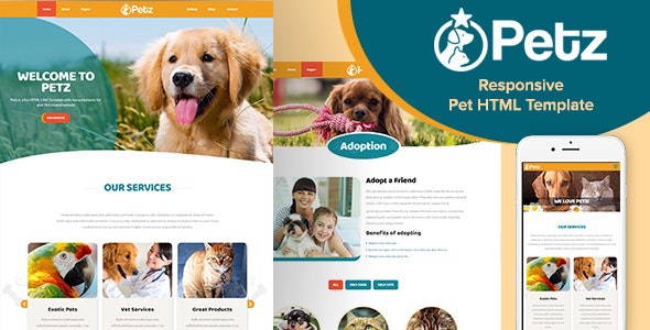 Petz – 响应式宠物用品网站HTML模板-蟹程序