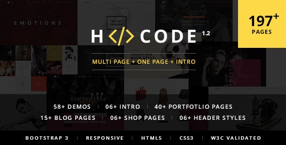 H-Code – 多用途单页/多页HTML5网站模板 – v1.2.2-蟹程序