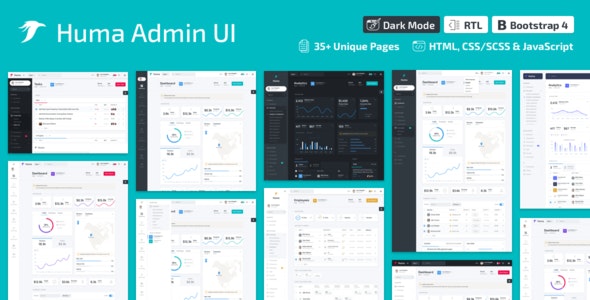 Huma Admin Dashboard PRO – Bootstrap 4 后台管理面板HTML5模板 – v2.0.0-蟹程序