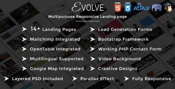 EVOLVE – 多用途响应式网站着陆页HTML模板-蟹程序