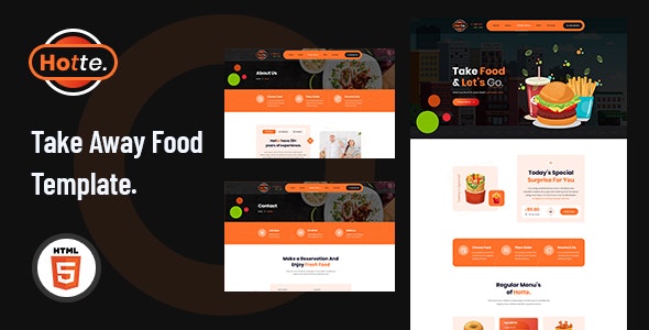 Hotte – 快餐外卖餐饮食品网站HTML5模板-蟹程序