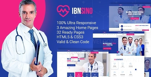 IBNSINO 医疗康复中心医院诊所网站HTML模板-蟹程序