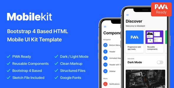 Mobilekit – Bootstrap 4 响应式网站HTML手机版模板 – v2.5-蟹程序