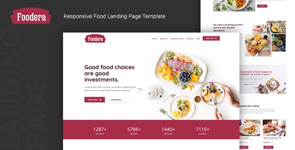 Foodera – 响应式餐饮食品网站着陆页HTML5模板-蟹程序