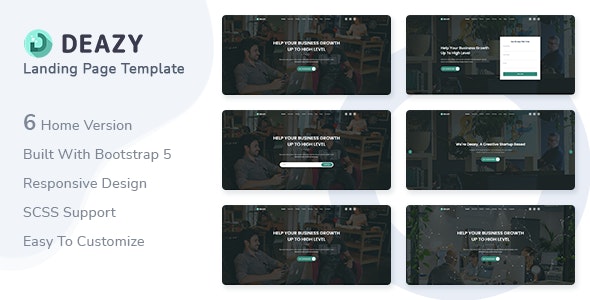 Deazy – Bootstrap 5 响应式着陆页网站模板-蟹程序