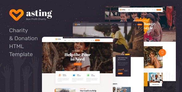 Asting – 慈善公益爱心捐赠网站HTML5模板-蟹程序