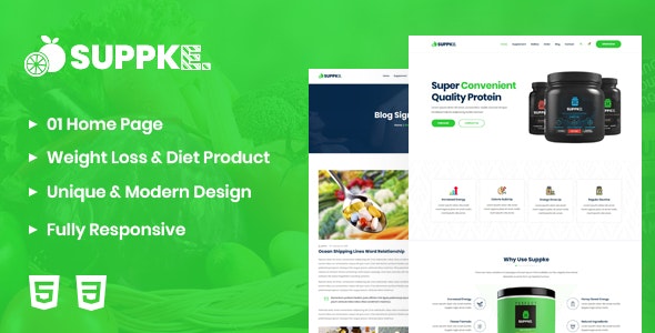 Suppke – 保健品营养品网站着陆页HTML5模板-蟹程序