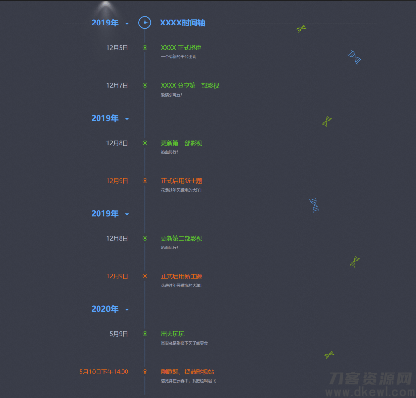 2021-05-06网站发展史记录html单页源码-蟹程序
