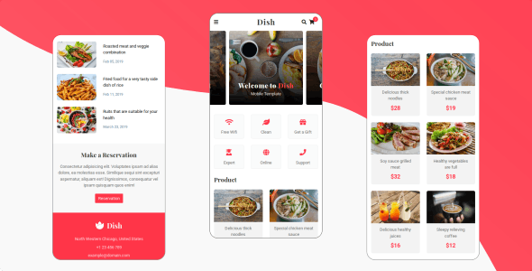 Dish – 咖啡馆餐厅移动手机版HTML5模板-蟹程序