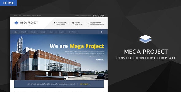 Mega Project – 建筑企业网站HTML模板-蟹程序