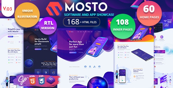 Mosto – app 应用程序着陆页HTML5模板 – v4.3-蟹程序